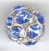 1 12mm Round Silver with Light Sapphire Rhinestones